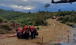 Kaza yapan motokrosçu askeri helikopterle hastaneye kaldırıldı