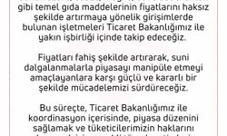 Tarım ve Orman Bakanlığı: "Suni dalgalanmalarla piyasayı manipüle etmeyi amaçlayanlara karşı mücadelemizi sürdüreceğiz"