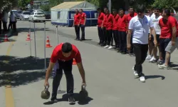 İtfaiyecilere kondisyon için spor parkuru testi