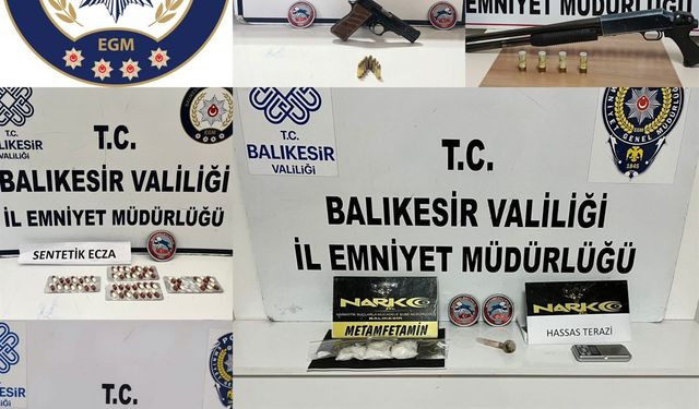 Balıkesir’de ruhsatsız silahlar ve uyuşturucu ele geçirildi