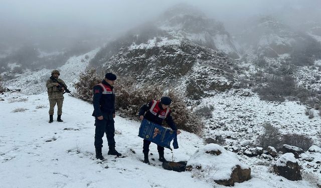 Bingöl’de jandarma ekipleri hayvanlar için doğaya yem bıraktı