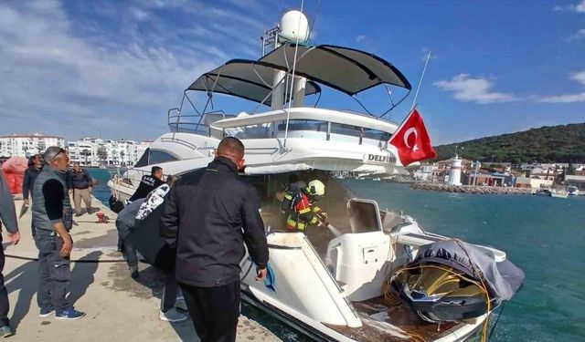 Ayvalık’ta tekne yangını erken müdahaleyle söndürüldü