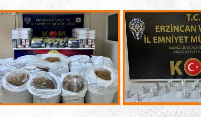 Erzincan’da makaron ve kaçak tütün ele geçirildi
