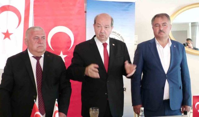 KKTC Cumhurbaşkanı Tatar, Denizli esnafıyla buluşmasında Rum tarafına sert mesaj verdi