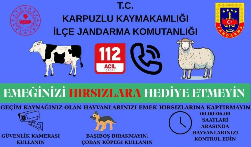 Jandarmadan Kurban Bayramı öncesi hırsızlık uyarısı
